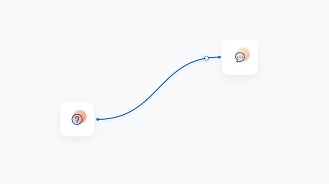 Minimalist vector illustration showing a connecting path between two digital communication app icons.