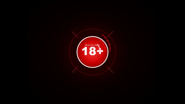 18 Plus Age Restriction Warning Sign Animation - Animated Adult Content Rating Icon Badge Overlay - Video Editing Stock Footage