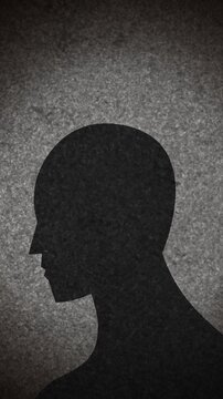 human silhouette with intrusive thoughts and mental rumination entering and leaving the head