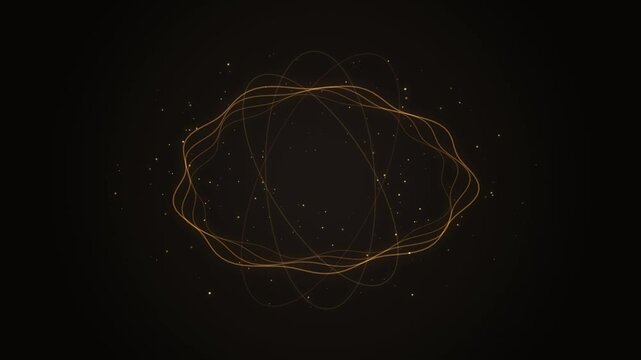 Gold Circular Wave Particles Background Motion Graphic Featuring Glowing Energy Lines And Stardust