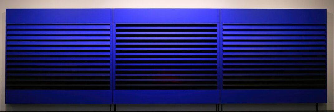 Blue slatted wall panel