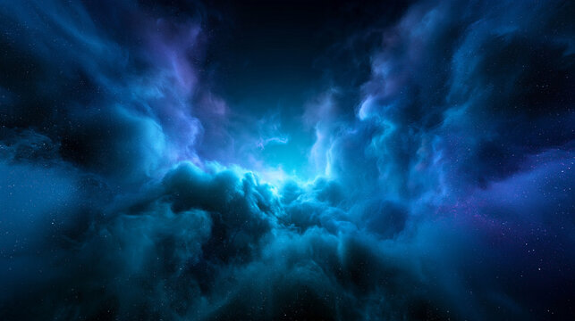 Deep Space Nebula Glowing with Blue Cosmic Dust