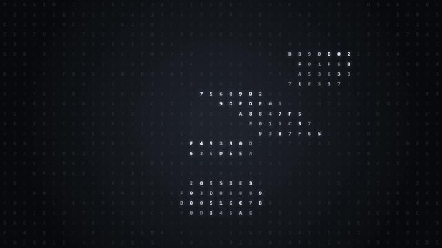 Futuristic neon pink question mark formed by pulsing binary digits and streaming cryptographic code over a dark cybernetic background. Perfect for cybersecurity concepts, artificial intelligence theme