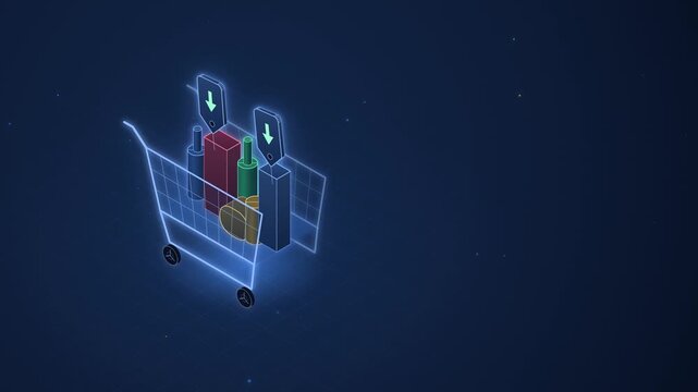 Isometric grocery prices easing with shopping cart filling again