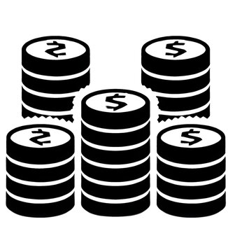 Dollar coin stacks vector icon illustration, money savings investment linear design concept