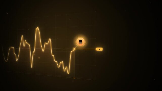 Gold 3D volatile oil price chart with oil barrel icon seamless loop