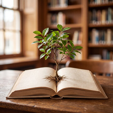 Small Tree Growing from an Open Book