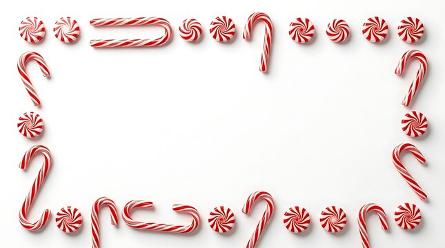 Festive candy cane border with a white center for holiday themed designs.