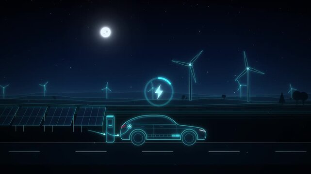 Electric car charging at a roadside charger seamless loop