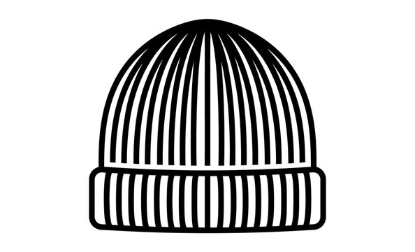 White Beanie Hat Icon Graphic on Black Background