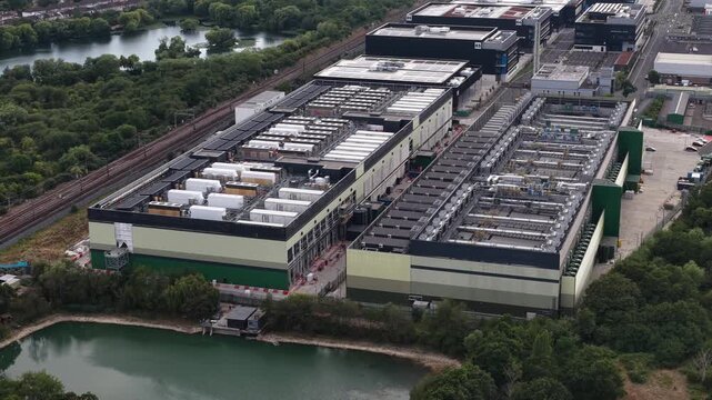 Hyperscale data center building cloud computing infrastructure near water