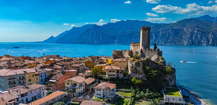 View of Malcesine on the shore of Lake Garda, Italy
