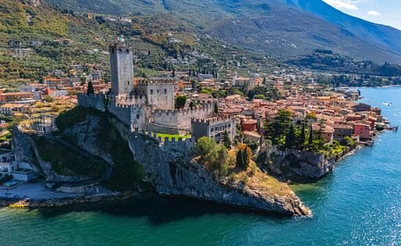 View of Malcesine on the shore of Lake Garda, Italy