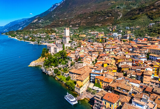 View of Malcesine on the shore of Lake Garda, Italy