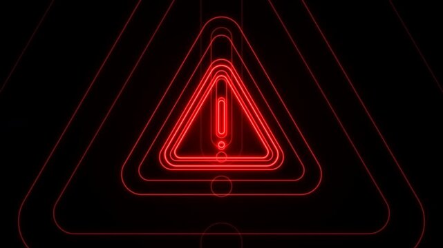 A hypnotic, ultra-bright glowing red warning triangle that emits infinite scaling 3D echoes flying towards the camera, creating an immersive danger tunnel effect.