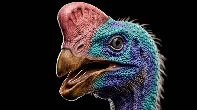 oviraptor close up isolated on black background video