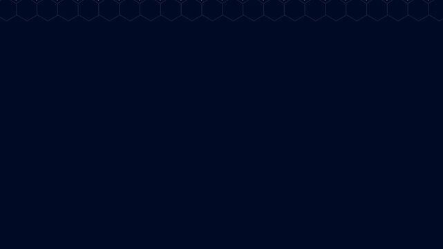 Hexagon geometric pattern animation displays white honeycomb tiles. Digital matrix perspectives move along hexagon pattern. Modern cyber technology backdrops use the hexagon pattern.