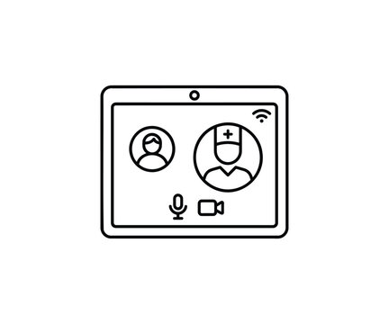 Video intercom door camera access vector icon line art smart home