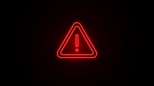 An intensely glowing red neon warning triangle built using exponential additive blending loops to guarantee a massive, banding-free light dispersion at 4K resolution.