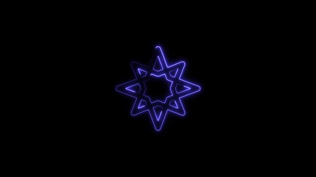 Star of David Neon Seamless Loop 4K Black Background Animated Promotional Typography for Video Editing