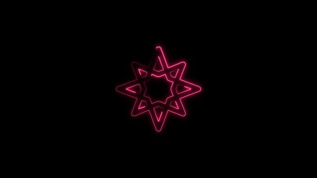 Star of David Neon Seamless Loop 4K Black Background Animated Promotional Typography for Video Editing