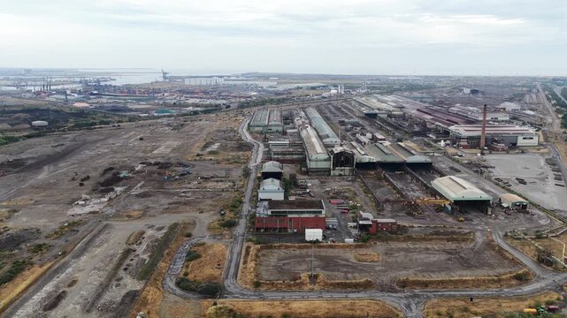 Aerial View of Teesworks Industrial Zone in Teesside United Kingdom