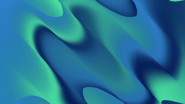 Gradient waves animation flows with smooth blue and green curves. Fluid ribbons move gracefully across these gradient waves. Ambient visual motion graphics animate the gradient waves.