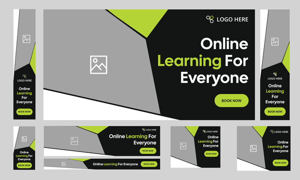 Best online learning web set banner design for social media posts, standard bundle banner design, fully editable vector eps 10 file format