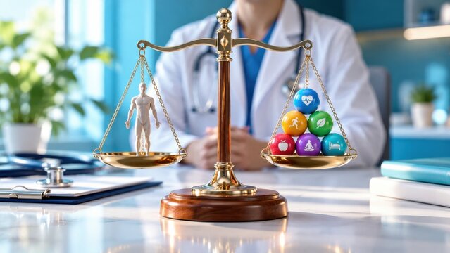 Health scale for treatment and healthy living visual balance concept