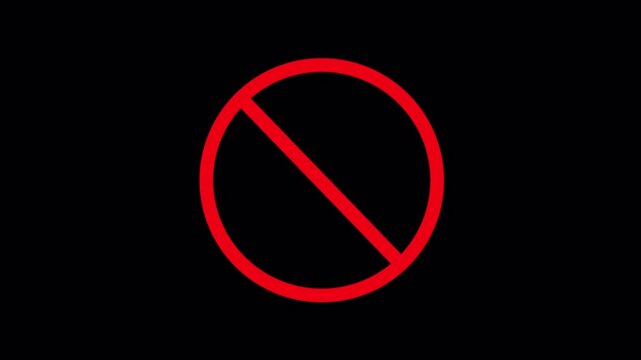 Red sign stop, cross, x, ban, cancel, prohibited icon wiggle animation icon isolated on transparent background .