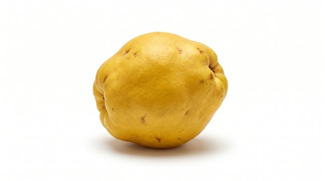 Fresh organic yellow quince fruit isolated on a white background with soft shadow perfect for culinary and healthy lifestyle projects