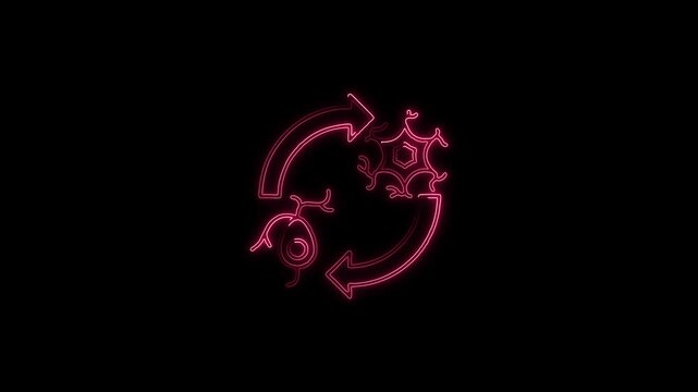 Neon Settings Icon Animation, Glowing Gear Icon Motion, Neon Tools Symbol Animation, Digital Settings Neon Motion Graphics, Glowing Gear Wheel Animation