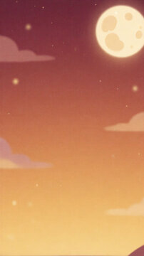 Minimalist night sky background with moon and clouds