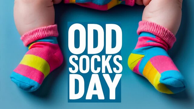 Banner poster card Odd Socks Day, Down syndrome awareness. legs wearing different pair AI Generative