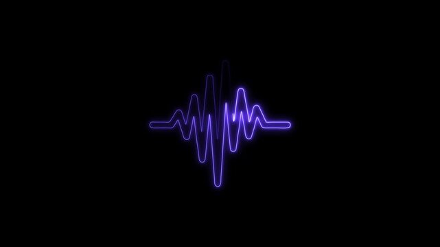 Neon BULE heartbeat ekg pulse line animation on black background, for medical and, technology concepts rhythm