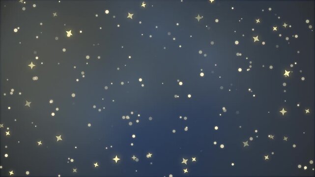 Abstract Golden Particle Background with Glowing Stars Moving Slowly Across a Dark Blue Gradient Spac