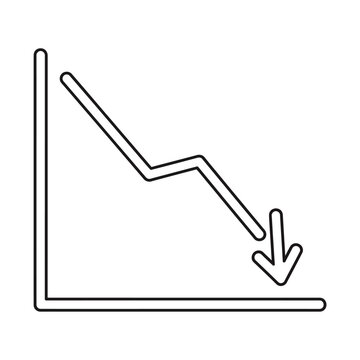 Declining Trend Line Chart With Downward Arrow.