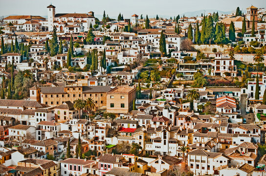 View of the city of Granada in Andalucia, Spain