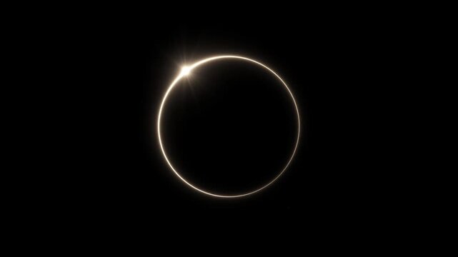 Stunning view of a solar eclipse, revealing the radiant diamond ring effect as the moon momentarily obscures the sun, a rare cosmic spectacle in the dark expanse