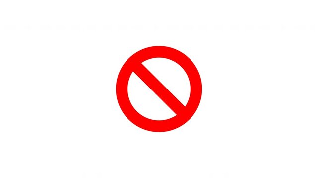 A highly technical flat red prohibited/no symbol animation. The geometry is deconstructed into 4 parallel striations that magnetically snap together into a flawless solid shape. Maintains absolute Pyt