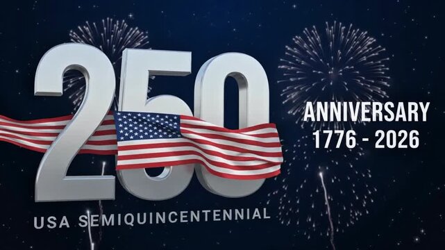 USA 250th Anniversary Independence Celebration Fireworks Flags 2026 4k