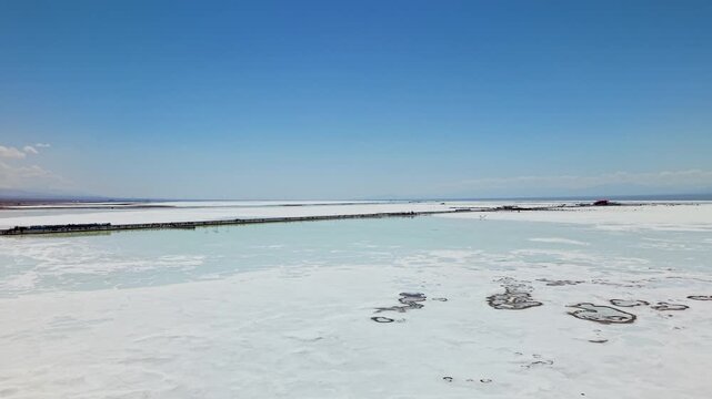 Aerial photography of salt lake scenery
