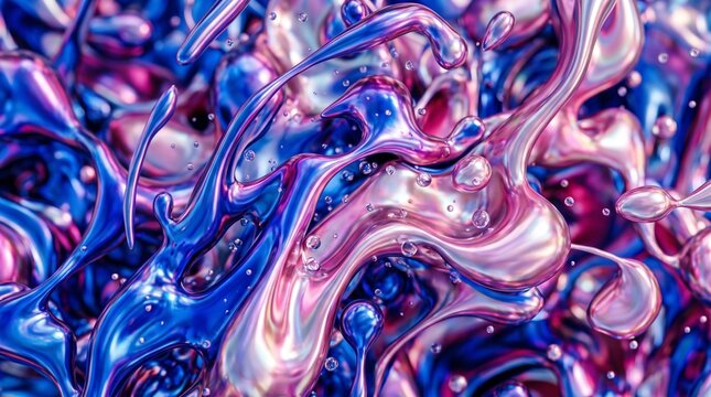 Vibrant Iridescent Metallic Fluid Splash Abstract Background