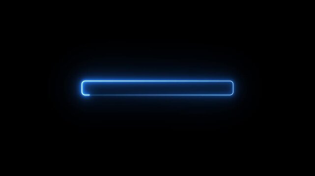 Glowing Blue Neon Loading Progress Bar Animation on Black Background