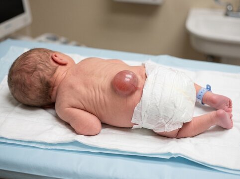 Lumbar Myelomeningocele &mdash; Congenital Neural Tube Defect in a Newborn