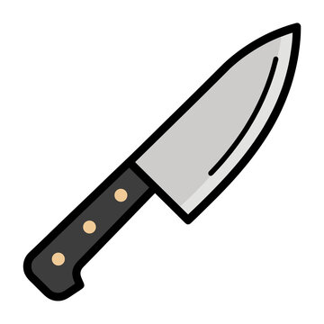 Flat illustration of a chef knife with a black handle