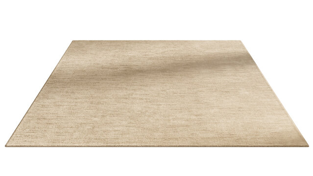 Camel silk and Nepalese wool round rug with hand-knotted construction, cut and looped pile and high-low texture, shown as a 3D render and visualization.