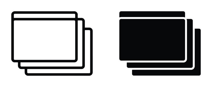 Layered Cards, Stacked Rectangles, Data Layers, Abstract UI Elements, Vector Icons