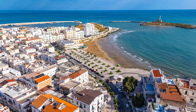 Aerial view of Vieste in the province of Foggia, Apulia, Italy