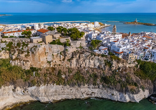 Aerial view of Vieste in the province of Foggia, Apulia, Italy